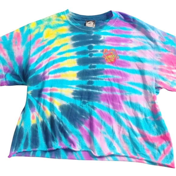 SANTA CRUZ Skateboards VINTAGE 90s Y2K UNISEX Men's (M) Women's (L) Tie-Dye Crop - Picture 10 of 12